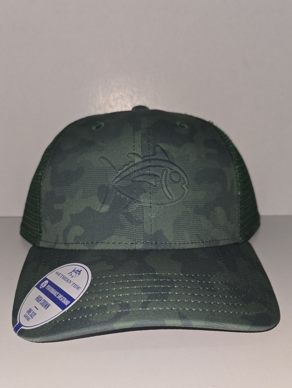 Southern Tide Camo SJ Stamp Perf Trucker Hat Forrest Green NWT